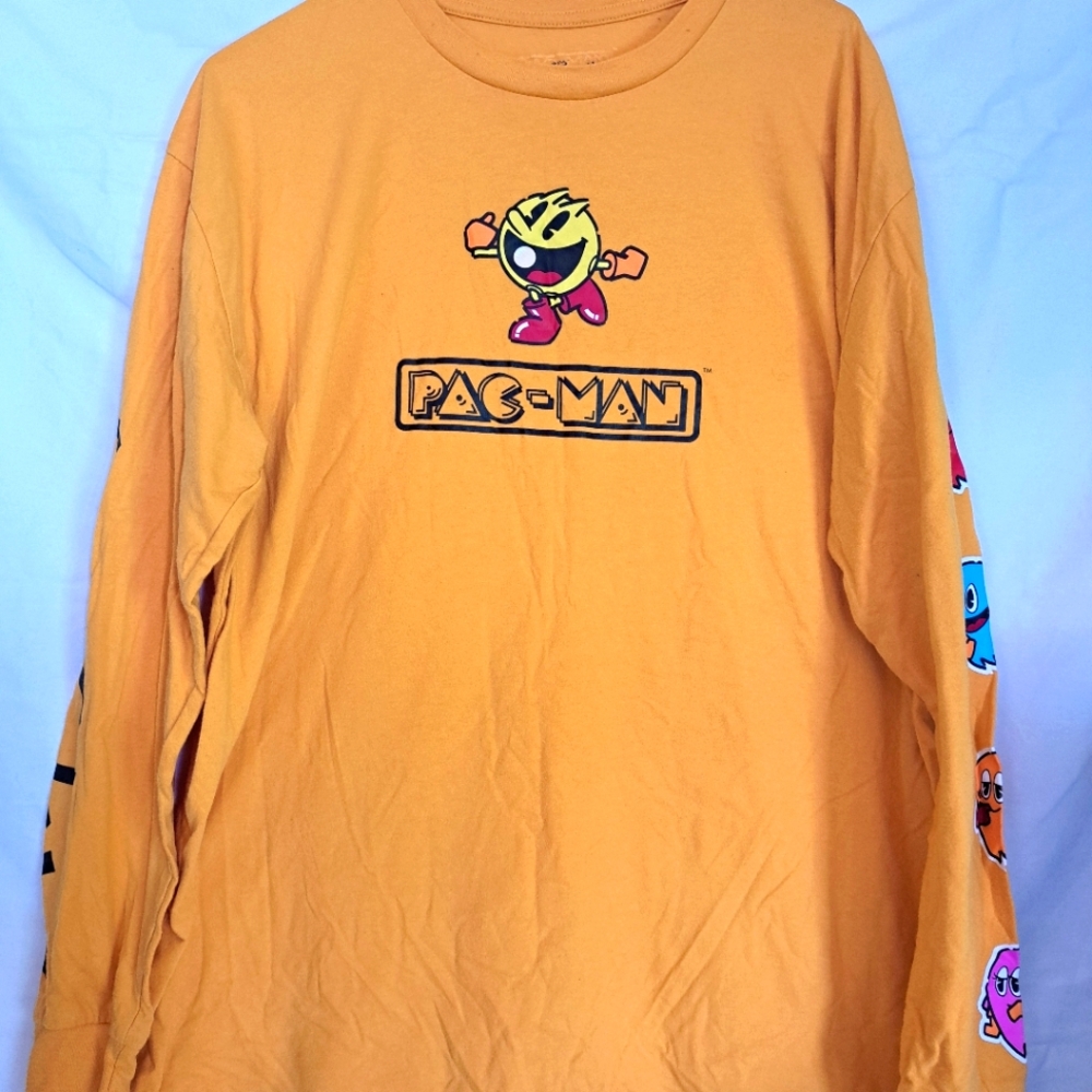Pac-Man XL Mens Long Sleeve Shirt in Orange